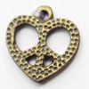 Pendant, Zinc Alloy Jewelry Findings, Lead-free, Heart, 14x15mm, Sold by Bag