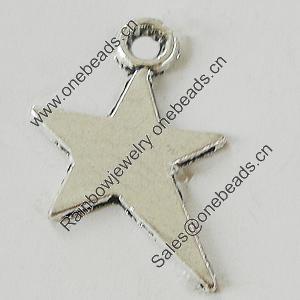 Pendant, Zinc Alloy Jewelry Findings, Lead-free, Star 15x23mm, Sold by Bag