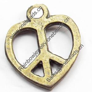 Pendant, Zinc Alloy Jewelry Findings, Lead-free, Heart, 12x14mm, Sold by Bag