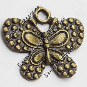 Pendant, Zinc Alloy Jewelry Findings, Lead-free, Butterfly, 23x20mm, Sold by Bag