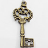 Pendant, Zinc Alloy Jewelry Findings, Lead-free, Key, 11x27mm, Sold by Bag
