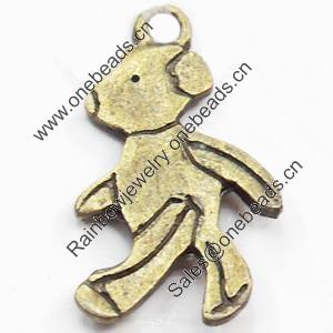 Pendant, Zinc Alloy Jewelry Findings, Lead-free, Bear, 9x15mm, Sold by Bag