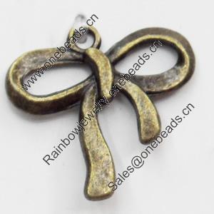 Pendant, Zinc Alloy Jewelry Findings, Lead-free, Bowknot,19x18mm, Sold by Bag