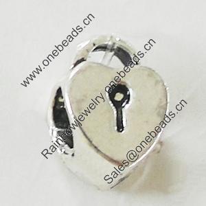 Zinc Alloy Cord End Caps Lead-free, Heart 8x12mm, Sold by Bag 