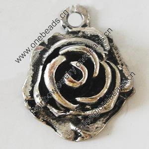 Pendant, Zinc Alloy Jewelry Findings, Lead-free, Flower 15x18mm, Sold by Bag