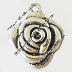 Pendant, Zinc Alloy Jewelry Findings, Lead-free, Flower 22x26mm, Sold by Bag