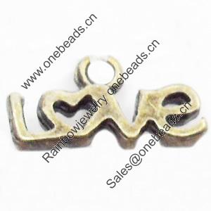 Pendant, Zinc Alloy Jewelry Findings, Lead-free, 12x7mm, Sold by Bag