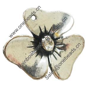 Pendant, Zinc Alloy Jewelry Findings, Lead-free, Flower 23mm, Sold by Bag