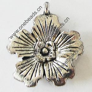 Pendant, Zinc Alloy Jewelry Findings, Lead-free, Flower 18x20mm, Sold by Bag