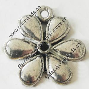 Pendant, Zinc Alloy Jewelry Findings, Lead-free, Flower 22x23mm, Sold by Bag