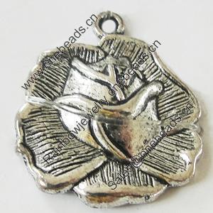 Pendant, Zinc Alloy Jewelry Findings, Lead-free, Flower 22x25mm, Sold by Bag