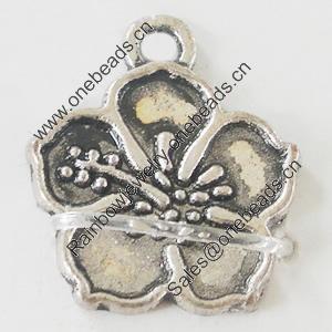 Pendant, Zinc Alloy Jewelry Findings, Lead-free, Flower 14x17mm, Sold by Bag