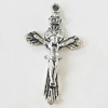 Pendant, Zinc Alloy Jewelry Findings, Lead-free, Cross 22x38mm, Sold by Bag