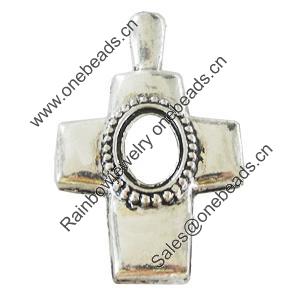 Pendant, Zinc Alloy Jewelry Findings, Lead-free, Cross 38x60mm, Sold by Bag