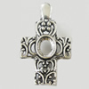 Pendant, Zinc Alloy Jewelry Findings, Lead-free, Cross 25x43mm, Sold by Bag