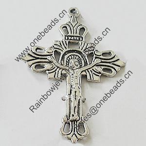 Pendant, Zinc Alloy Jewelry Findings, Lead-free, Cross 30x43mm, Sold by Bag