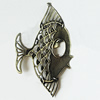 Pendant, Zinc Alloy Jewelry Findings, Lead-free, Fish 59x97mm, Sold by Bag