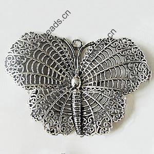 Pendant, Zinc Alloy Jewelry Findings, Lead-free, Butterfly 68x48mm, Sold by Bag