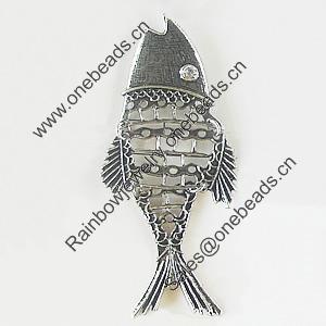 Pendant, Zinc Alloy Jewelry Findings, Lead-free, Fish 43x95mm, Sold by Bag