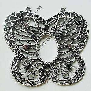 Pendant, Zinc Alloy Jewelry Findings, Lead-free, Butterfly 63x60mm, Sold by Bag