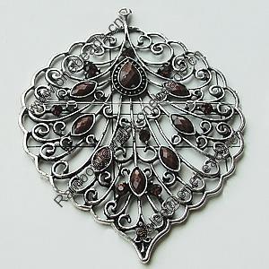 Pendant, Zinc Alloy Jewelry Findings, Lead-free, Leaf 66x83mm, Sold by Bag