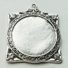 Zinc Alloy Pendant Settings, Lead-free, 43x51mm, Sold by Bag