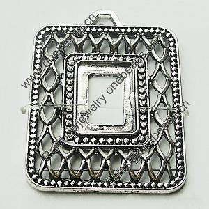 Zinc Alloy Pendant Settings, Lead-free, Outside diameter:40x56mm, Interior diameter:15x21mm, Sold by Bag