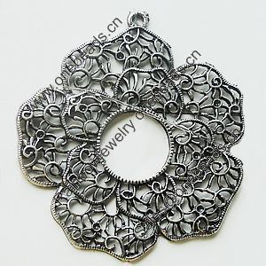 Pendant, Zinc Alloy Jewelry Findings, Lead-free, Flower 62x66mm, Sold by Bag