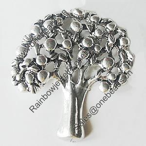 Pendant, Zinc Alloy Jewelry Findings, Lead-free, Tree 60x64mm, Sold by Bag