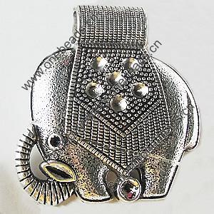 Pendant, Zinc Alloy Jewelry Findings, Lead-free, Elephant 51x52mm, Sold by Bag