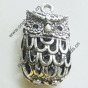 Hollow Bali Pendant Zinc Alloy Jewelry Findings, Lead-free, 25x44mm, Sold by Bag