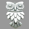 Pendant, Zinc Alloy Jewelry Findings, Lead-free, Owl 41x66mm, Sold by Bag