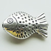 Beads, Zinc Alloy Jewelry Findings, Lead-free, Fish 20x12mm, Sold by Bag