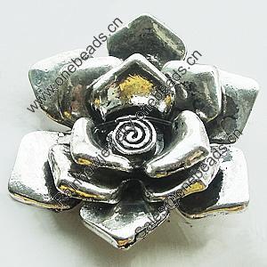 Pendant, Zinc Alloy Jewelry Findings, Lead-free, Flower 43x50mm, Sold by Bag