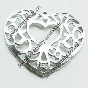 Pendant, Zinc Alloy Jewelry Findings, Lead-free, Heart 57x52mm, Sold by Bag