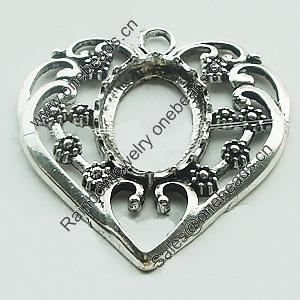 Zinc Alloy Pendant Settings, Lead-free, Outside diameter:45x50mm, Interior diameter:18x23mm, Sold by Bag