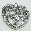 Pendant, Zinc Alloy Jewelry Findings, Lead-free, Heart 50x51mm, Sold by Bag