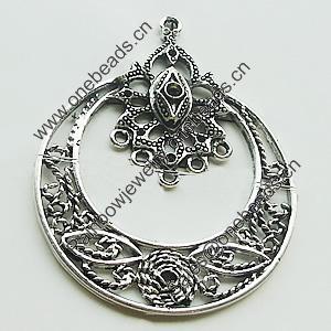 Pendant, Zinc Alloy Jewelry Findings, Lead-free, 45x58mm, Sold by Bag