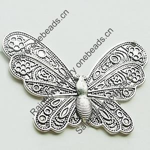 Pendant, Zinc Alloy Jewelry Findings, Lead-free, Butterfly 58x42mm, Sold by Bag