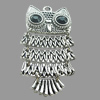 Pendant, Zinc Alloy Jewelry Findings, Lead-free, Owl 23x47mm, Sold by Bag