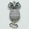 Pendant, Zinc Alloy Jewelry Findings, Lead-free, Owl 31x66mm, Sold by Bag