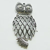 Pendant, Zinc Alloy Jewelry Findings, Lead-free, Owl 32x65mm, Sold by Bag