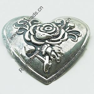 Iron Jewelry Finding Pendant Lead-free, Heart 50x41mm, Sold by Bag