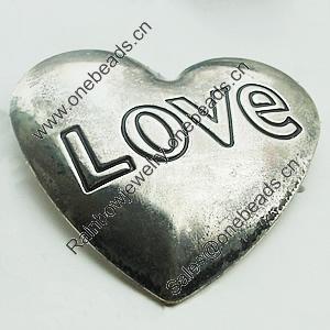 Iron Jewelry Finding Pendant Lead-free, Heart 48x47mm, Sold by Bag