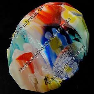 European Millefiori Glass Bead, faceted, Rondelle, 7x13mm, Hole:Approx 6mm, Sold by PC