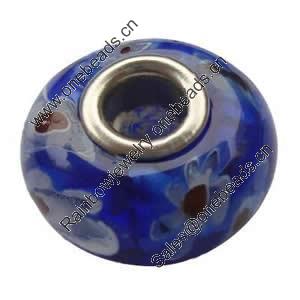 European Millefiori Glass Bead, with brass core, Rondelle, 9x16mm, Hole:Approx 6mm, Sold by PC