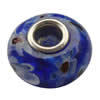 European Millefiori Glass Bead, with brass core, Rondelle, 9x16mm, Hole:Approx 6mm, Sold by PC