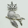 Pendant, Zinc Alloy Jewelry Findings, Lead-free, Owl 41x78mm, Sold by Bag