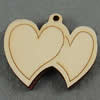 Wooden Pendant/Drop, Heart, 43x37x7mm, Hole:About 3mm, Sold by PC