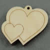 Wooden Pendant/Drop, Heart, 47x43x7mm, Hole:About 3mm, Sold by PC
